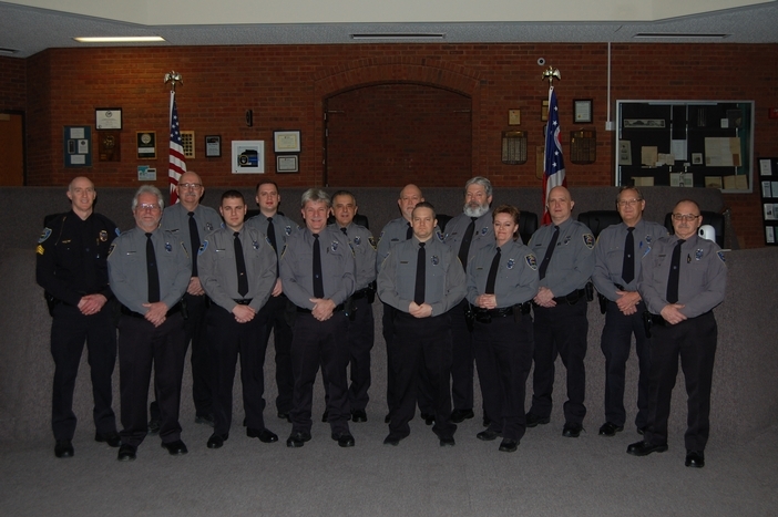 Medina Police Specials Unit Posing in City Hall rotunda in uniform