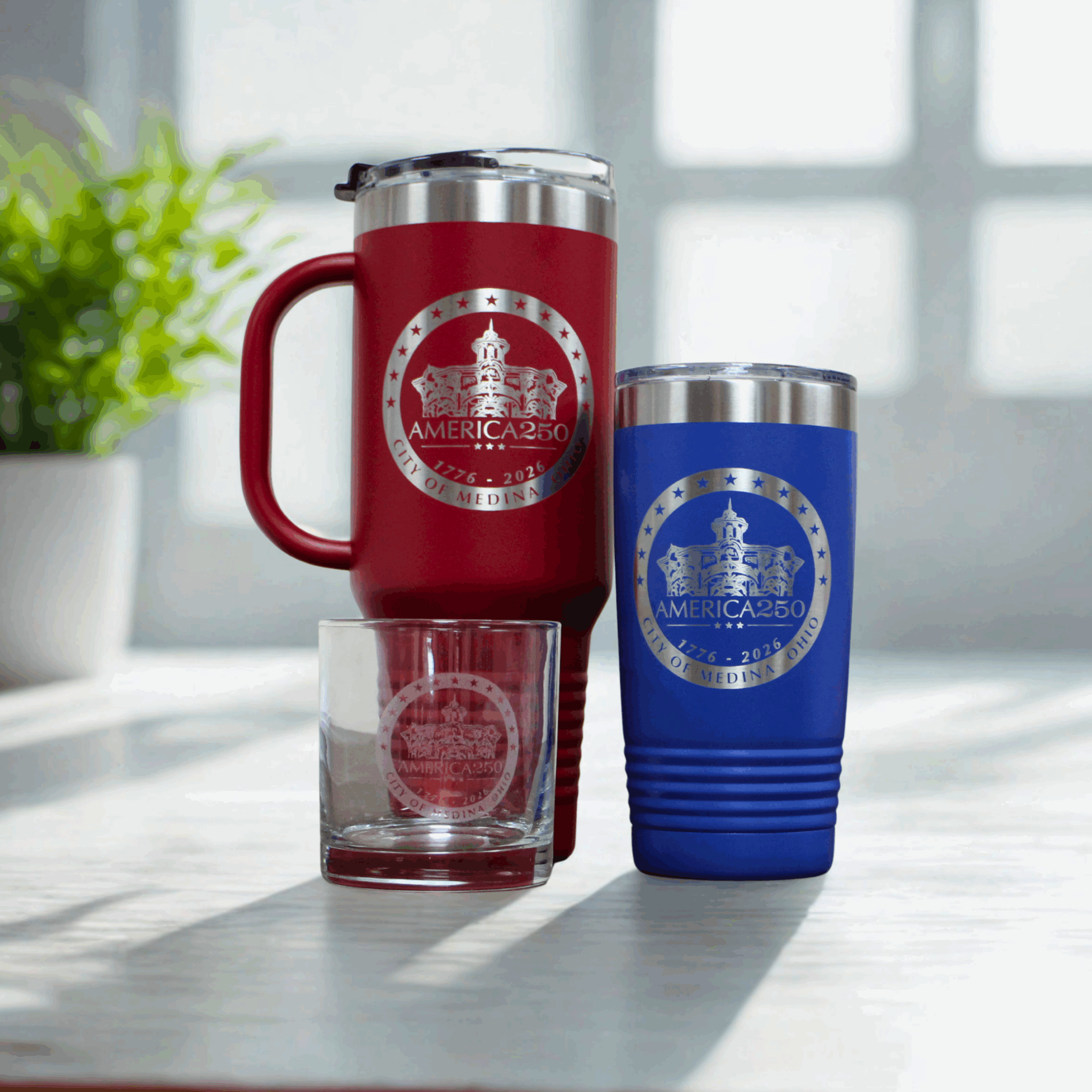 America 250 Mugs in red and blue