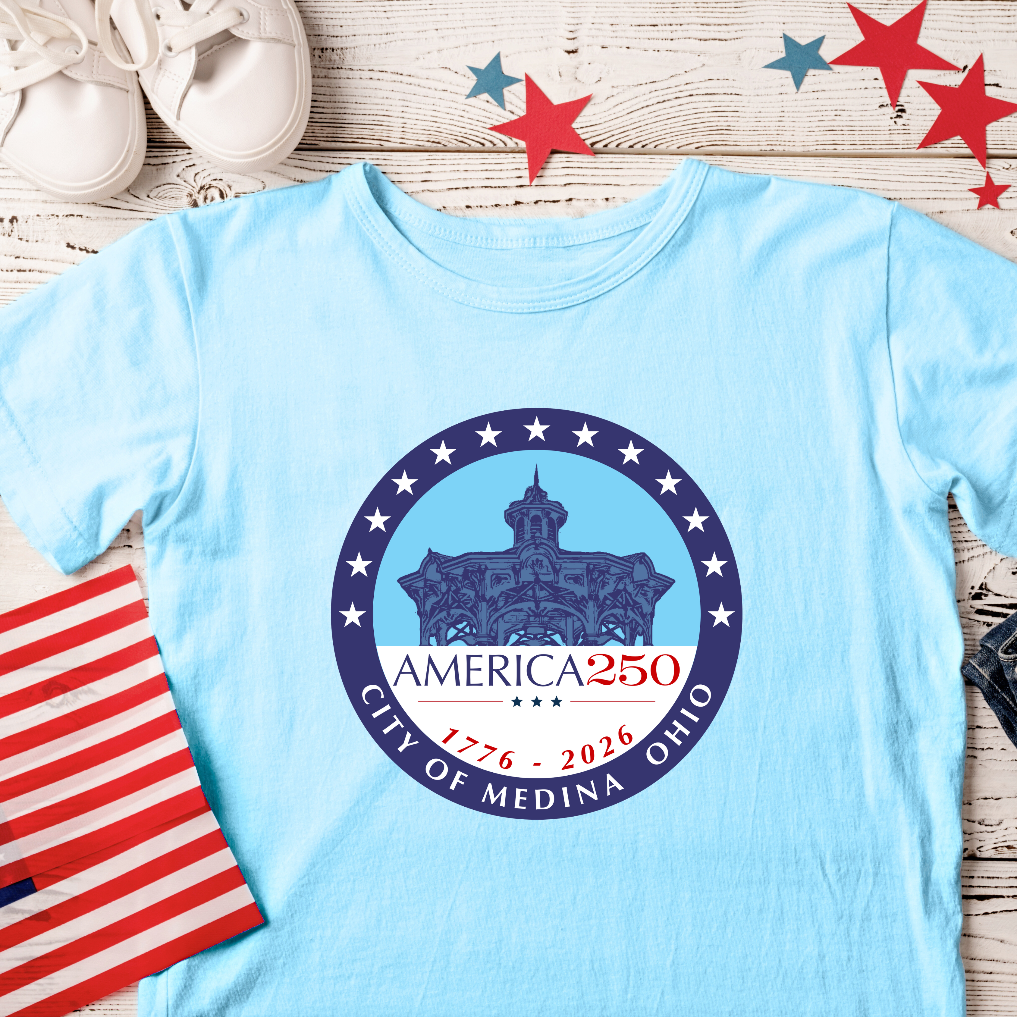 America 250 light blue tshirt