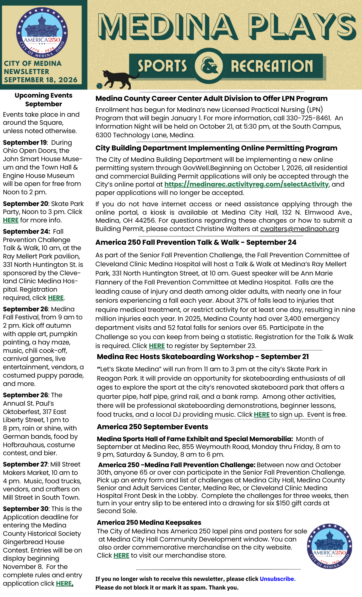 City of Medina Newsletter 9-18-26